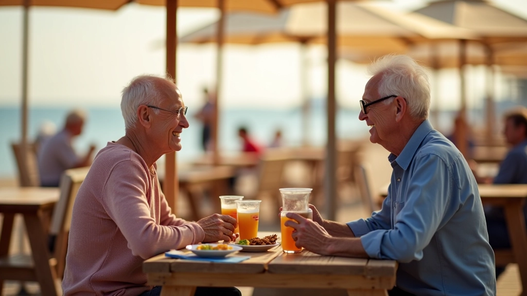 Senior koppel wandelt op veilig zandstrand